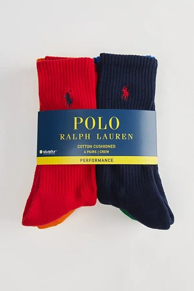 Polo Ralph Lauren Colorful Crew Sock 6-pack In Assorted, Men's At Urban Outfitters In Multi