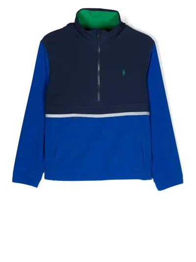 Polo Ralph Lauren Kids' Colour-block Half Zip Jacket In Blue