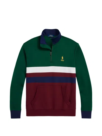 Polo Ralph Lauren Colour-block Half-zip Sweatshirt In Green