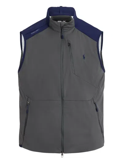 Polo Ralph Lauren Colour-block Zip-up Gilet In Gray