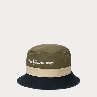 Polo Ralph Lauren Colour-blocked Twill Bucket Hat In Green