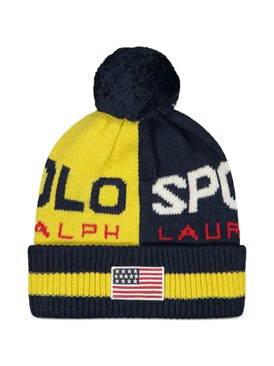 Polo Ralph Lauren Colourblock Beanie Hat In Blue