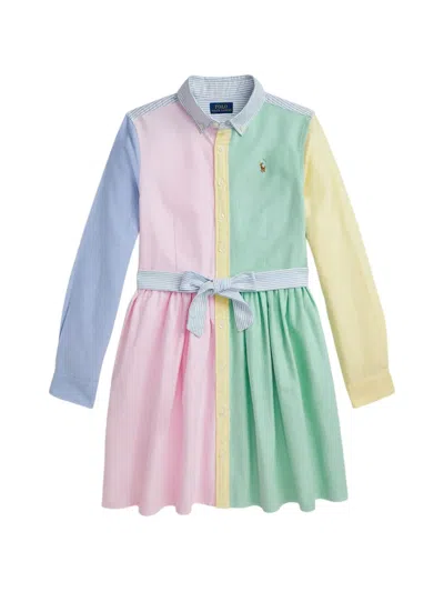 Polo Ralph Lauren Kids' Colour-block Shirt Dress In Multi