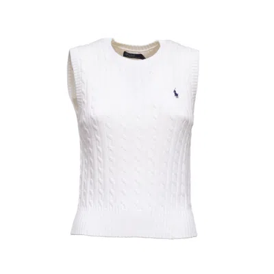 Polo Ralph Lauren Combed Cotton Vest With Cable-knit Pattern For Women In White