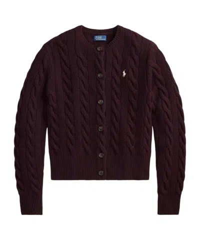 Polo Ralph Lauren Comfortable Knitted Cardigan In Brown