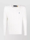 Polo Ralph Lauren Textured Cable Knit Sweater With Round Neckline And Fitted Silhouette In White