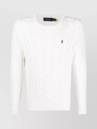 Polo Ralph Lauren Contemporary Crew Neck Cable-knit Sweater In White