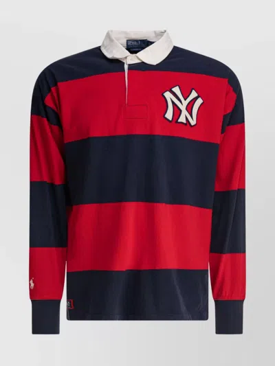 POLO RALPH LAUREN CONTRAST COLLAR LONG SLEEVES STRIPED PATTERN