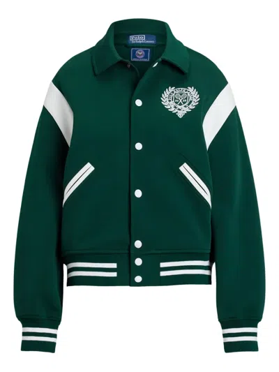 Polo Ralph Lauren Cotton-blend Embroidered Bomber Jacket In Green