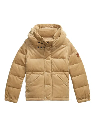 Polo Ralph Lauren Kids' Convertible Corduroy Down Jacket In Brown