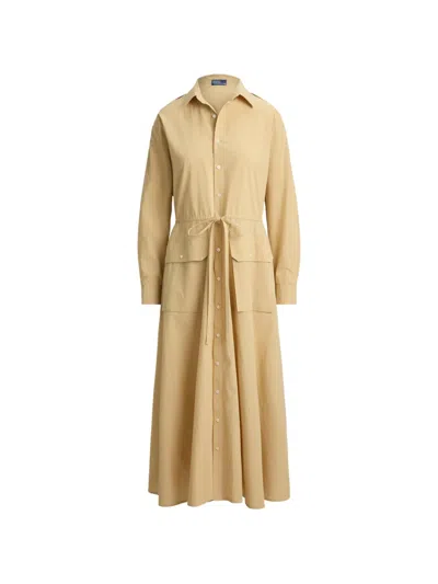 Polo Ralph Lauren Cooper Drawstring Midi Dress In Neutral