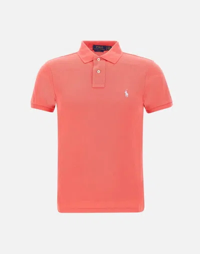 Polo Ralph Lauren Coral Pink Cotton Piquet Polo Shirt In Orange