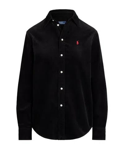 Polo Ralph Lauren Cord Long-sleeve Plain Shirt In Black
