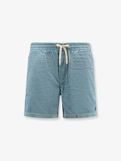 Polo Ralph Lauren Corduroy Bermuda Shorts With Logo Embroidery In Blue
