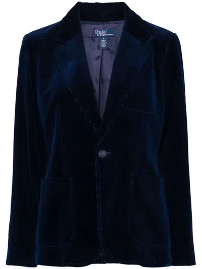 Polo Ralph Lauren Womens Indigo Corduroy Single-breasted Cotton Blazer In Navy