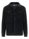 Polo Ralph Lauren Cotton Velvet Shirt With Classic Collar And Textured Detailing In Black