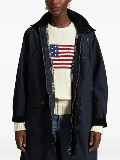Polo Ralph Lauren Corduroy-collar Coat In Blue