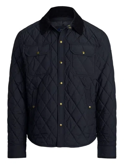 Polo Ralph Lauren Corduroy-collar Quilted Jacket In Blue