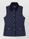 Polo Ralph Lauren Corduroy Collar Quilted Sleeveless Jacket In Blue