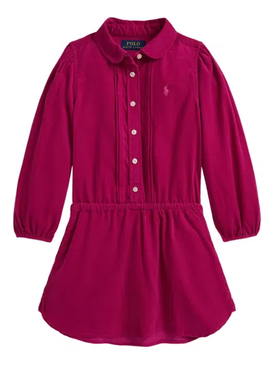 Polo Ralph Lauren Kids' Corduroy Collared Shirt Dress In Burgundy