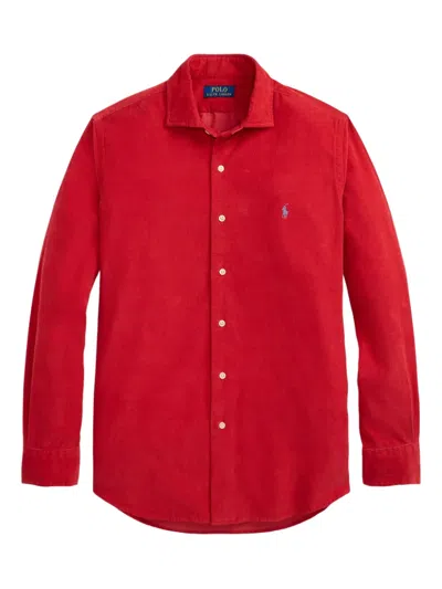 Polo Ralph Lauren Corduroy Embroidered-logo Shirt In Red