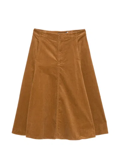 Polo Ralph Lauren Corduroy Flared Midi Skirt In Transparent