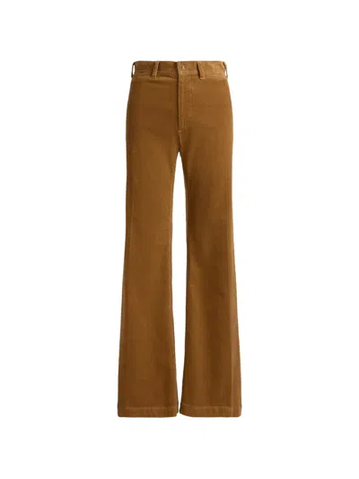 Polo Ralph Lauren Corduroy Flared Trousers In Brown