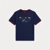 Polo Ralph Lauren Kids' Corduroy-logo Cotton Jersey Tee In Refined Navy