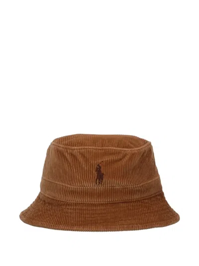 Polo Ralph Lauren Corduroy Logo-detail Bucket Hat In Brown
