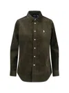 Polo Ralph Lauren Stretch Cotton Velvet Shirt In Green