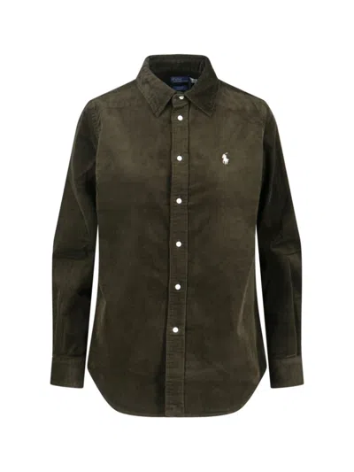 Polo Ralph Lauren Stretch Cotton Velvet Shirt In Brown