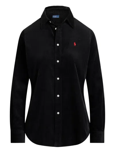 Polo Ralph Lauren Corduroy Long-sleeve Collared Shirt In Black