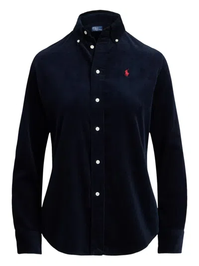 Polo Ralph Lauren Corduroy Long-sleeve Collared Shirt In Blue