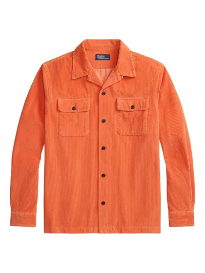 Polo Ralph Lauren Corduroy Long-sleeved Shirt Jacket In Orange