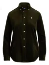 Polo Ralph Lauren Womens Dark Beech Polo-pony Embroidered Cotton-corduroy Shirt In Green