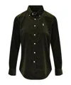 Polo Ralph Lauren Womens Dark Beech Polo-pony Embroidered Cotton-corduroy Shirt In Black