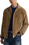 Polo Ralph Lauren Long Sleeve Wale Corduroy Barton Overshirt Montana Khaki In Brown