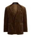 Polo Ralph Lauren Rl67 Slim-fit Leather-trimmed Cotton-corduroy Blazer In Gold