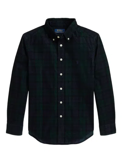 Polo Ralph Lauren Kids' Corduroy Plaid Shirt In Blue
