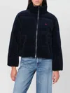 Polo Ralph Lauren Corduroy Puffer Jacket High Collar In Blue