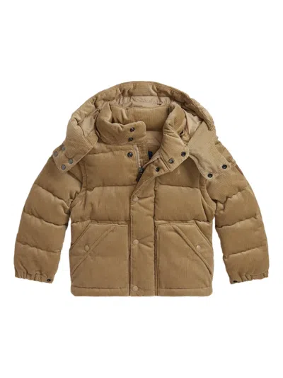 Polo Ralph Lauren Kids' Corduroy Quilted Puffer Jacket In Brown