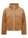 Polo Ralph Lauren Corduroy Quilted Puffer Jacket In Gold