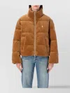 Polo Ralph Lauren Embroidered Quilted Cotton-blend Corduroy Down Jacket In Brown