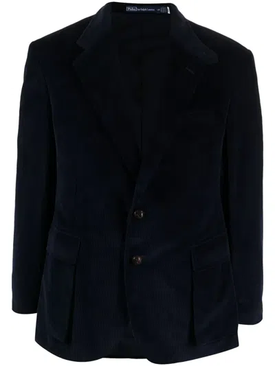 Polo Ralph Lauren Corduroy Single-breasted Blazer In Blue