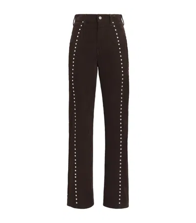 Polo Ralph Lauren Corduroy Studded Straight Trousers In Brown