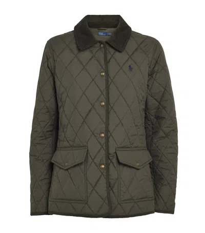 Polo Ralph Lauren Corduroy-trim Quilted Jacket In Green