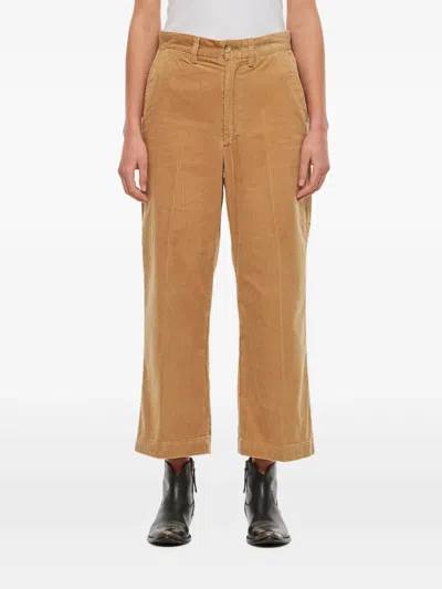 Polo Ralph Lauren Wide Leg Chino Cropped Pants In Green