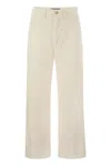 Polo Ralph Lauren Wide-leg Cotton Trousers With Concealed Fly In Purple