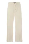 Polo Ralph Lauren Wide-leg Cotton Trousers With Concealed Fly In Purple