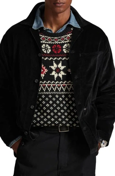 Polo Ralph Lauren Corduroy Utility Overshirt In Black